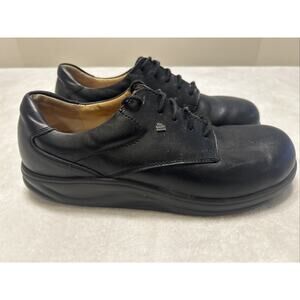 Finn Comfort Mens Shoes Size 9 Wide Black Leather Germany Lace Up Cork